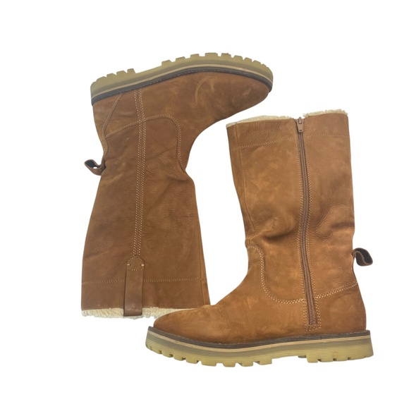 ZARA Chestnut Leather boots Girl Full faux-fur lined Size 36 - Picture 3 of 10
